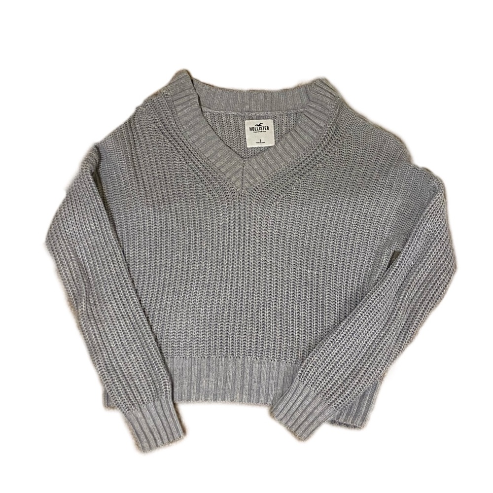 Hollister Gray V Neck Sweater